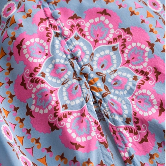 Boho Pandora Floral Mandala Maxi Slit Skirt Blue - Picture 4 of 6